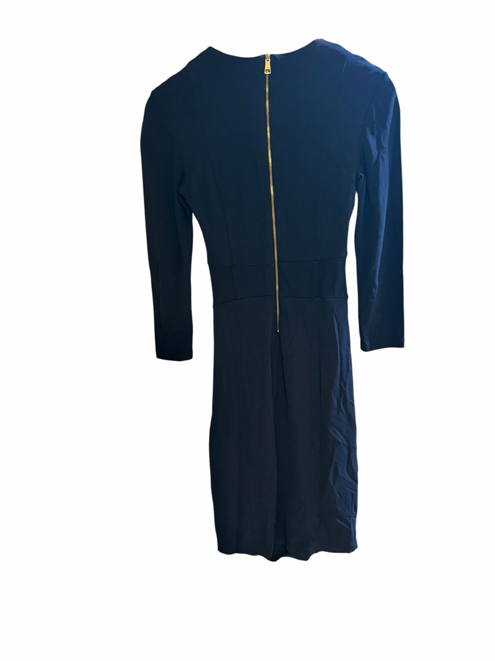 Burberry Navy Ruched V-Neck Long Sleeve Sheath Dress - Picture 7 of 9